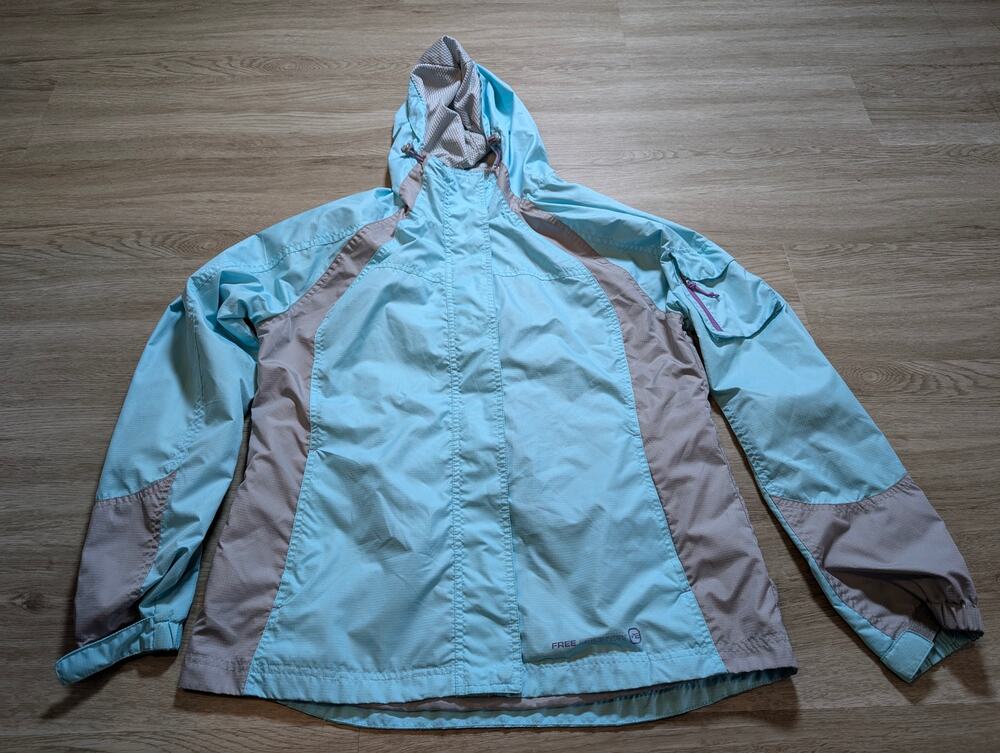 Free Country Athletic Series Womens Large Aqua Gray Hooded Full Zip Jacket